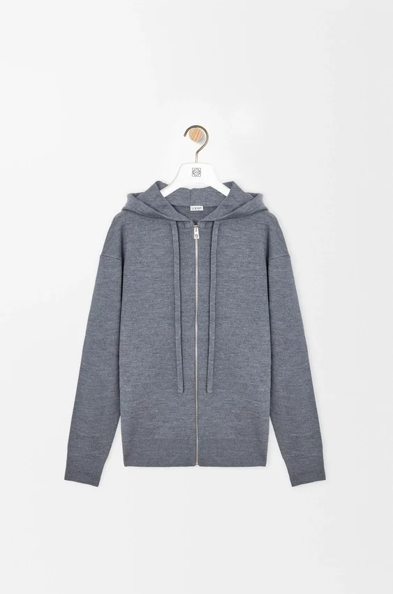 Bluza z kapturem i zamkiem błyskawicznym z wełny z napisem „Anagram” Bluza z kapturem i zamkiem błyskawicznym z wełny z napisem „Anagram”