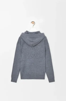 Bluza z kapturem i zamkiem błyskawicznym z wełny z napisem „Anagram”