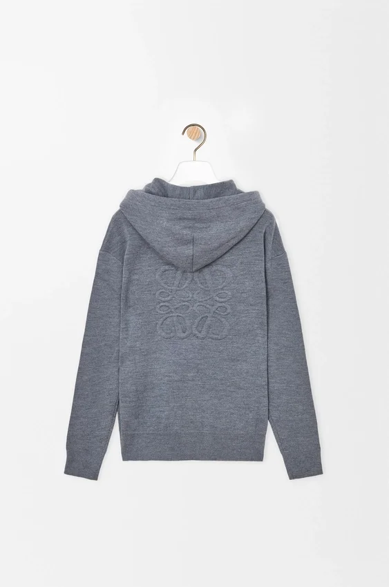 Bluza z kapturem i zamkiem błyskawicznym z wełny z napisem „Anagram” Bluza z kapturem i zamkiem błyskawicznym z wełny z napisem „Anagram”