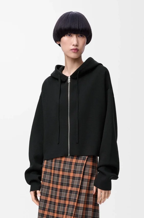 Bluza z kapturem i zamkiem błyskawicznym z wełny z napisem „Anagram” Bluza z kapturem i zamkiem błyskawicznym z wełny z napisem „Anagram”