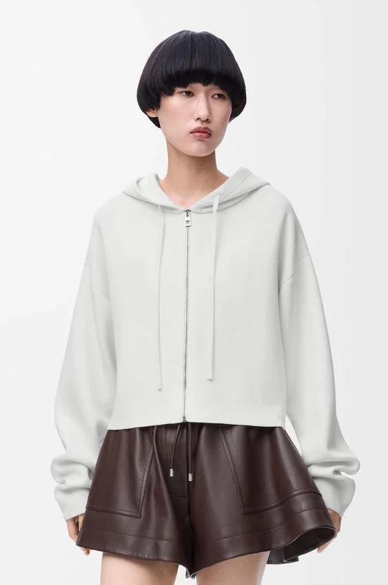 Bluza z kapturem i zamkiem błyskawicznym z wełny z napisem „Anagram” Bluza z kapturem i zamkiem błyskawicznym z wełny z napisem „Anagram”