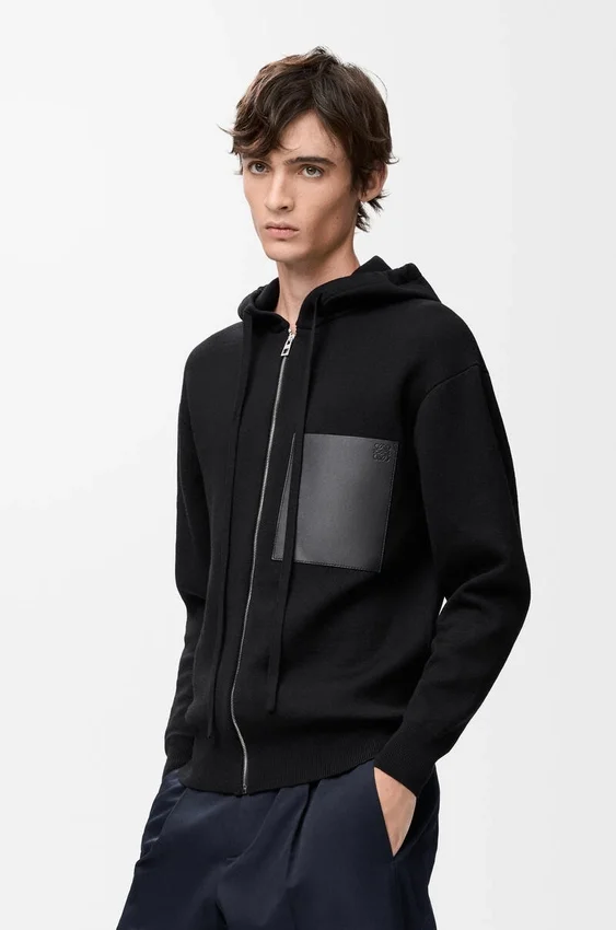 Bluza z kapturem zapinana na zamek, wykonana z wełny Bluza z kapturem zapinana na zamek, wykonana z wełny
