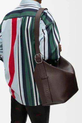 Duża torba Loop Hobo z miękkiej, ziarnistej skóry cielęcej