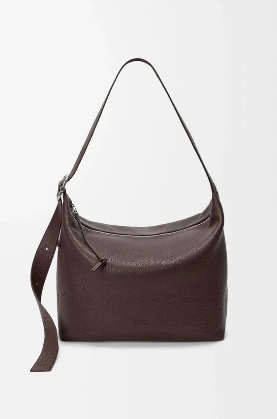 Duża torba Loop Hobo z miękkiej, ziarnistej skóry cielęcej Duża torba Loop Hobo z miękkiej, ziarnistej skóry cielęcej