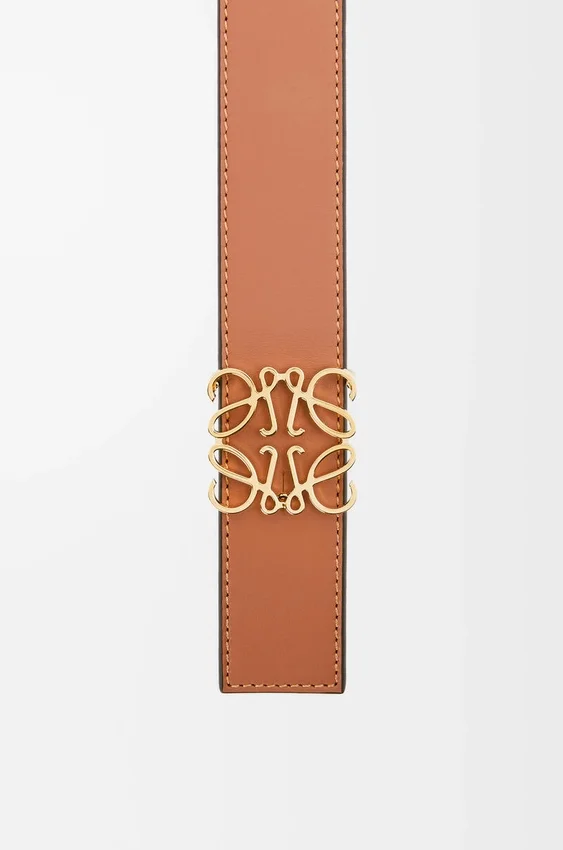 Dwustronny pasek z anagramem z gładkiej skóry cielęcej Dwustronny pasek z anagramem z gładkiej skóry cielęcej