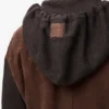 Hybrydowa bluza z kapturem zapinana na zamek, wykonana z zamszowej skóry koziej i mieszanki wełny Hybrydowa bluza z kapturem zapinana na zamek, wykonana z zamszowej skóry koziej i mieszanki wełny
