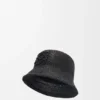 Kapelusz typu bucket z rafii i skóry cielęcej Kapelusz typu bucket z rafii i skóry cielęcej