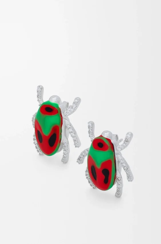 Kolczyki Scarabeo ze srebra próby 925, emalią i kryształami Kolczyki Scarabeo ze srebra próby 925, emalią i kryształami