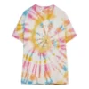 Koszulka z krótkim rękawem unisex z nadrukiem uśmiechniętej twarzy w stylu tie-dye, wielokolorowa H616341X79-9990
