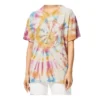 Koszulka z krótkim rękawem unisex z nadrukiem uśmiechniętej twarzy w stylu tie-dye, wielokolorowa H616341X79-9990