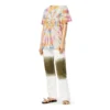 Koszulka z krótkim rękawem unisex z nadrukiem uśmiechniętej twarzy w stylu tie-dye, wielokolorowa H616341X79-9990
