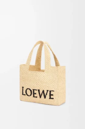 Mała Font Tote z napisem „Loewe” z rafii