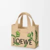 Mała Font Tote z napisem „Loewe” z rafii Mała Font Tote z napisem „Loewe” z rafii