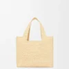 Mała Font Tote z napisem „Loewe” z rafii Mała Font Tote z napisem „Loewe” z rafii