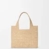 Mała Font Tote z napisem „Loewe” z rafii Mała Font Tote z napisem „Loewe” z rafii