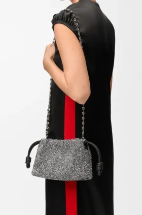 Mini Flamenco Purse z koralikami i skóry jagnięcej typu nappa