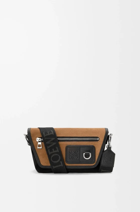 Mini Flex Messenger z płótna i zamszu Mini Flex Messenger z płótna i zamszu