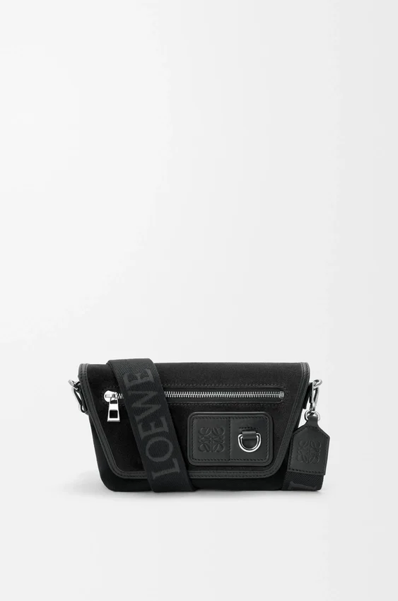 Mini Flex Messenger z płótna i zamszu Mini Flex Messenger z płótna i zamszu