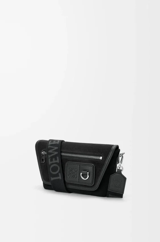 Mini Flex Messenger z płótna i zamszu Mini Flex Messenger z płótna i zamszu