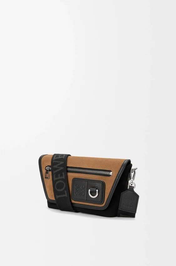 Mini Flex Messenger z płótna i zamszu Mini Flex Messenger z płótna i zamszu