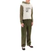 Męska bluza z kapturem i sznurkiem loewe z haftem, kolor khaki H526341X94-3962
