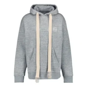 Męska bluza z kapturem loewe z haftowanym napisem „Anagram”, długie rękawy, szara, H6109701Si