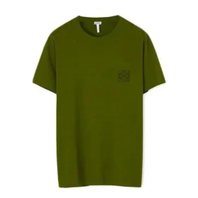 Męska koszulka loewe Anagram Classic z haftem, z bawełny, z okrągłym dekoltem i krótkim rękawem, zielona H6109230Cr-4160