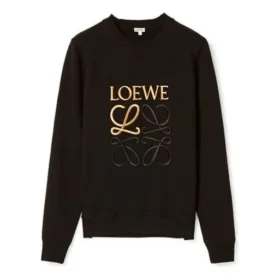 Męska koszulka loewe Anagram z bawełny z okrągłym dekoltem i haftowanym alfabetem, sportowa, klasyczna, czarna H526341Xa1-1100 Męska koszulka loewe Anagram z bawełny z okrągłym dekoltem i haftowanym alfabetem, sportowa, klasyczna, czarna H526341Xa1-1100