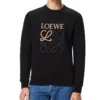 Męska koszulka loewe Anagram z bawełny z okrągłym dekoltem i haftowanym alfabetem, sportowa, klasyczna, czarna H526341Xa1-1100
