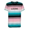 Męska koszulka z krótkim rękawem loewe z bawełnianymi paskami i haftowanym logo H6109950Pc-9990