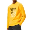 Męski bawełniany sweter z haftowanym logo loewe Anagram, kolor pomarańczowy, H526341Xa1-9100