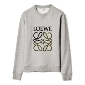 Męski bawełniany sweter z haftowanym logo loewe Anagram, szary, H526341Xa1-1440 Męski bawełniany sweter z haftowanym logo loewe Anagram, szary, H526341Xa1-1440