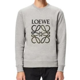 Męski bawełniany sweter z haftowanym logo loewe Anagram, szary, H526341Xa1-1440 Męski bawełniany sweter z haftowanym logo loewe Anagram, szary, H526341Xa1-1440
