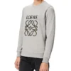 Męski bawełniany sweter z haftowanym logo loewe Anagram, szary, H526341Xa1-1440