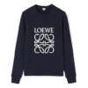 Męski sweter z bawełny z haftowanym logo loewe Anagram, granatowy, H526341Xa1-5110