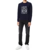 Męski sweter z bawełny z haftowanym logo loewe Anagram, granatowy, H526341Xa1-5110