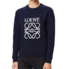 Męski sweter z bawełny z haftowanym logo loewe Anagram, granatowy, H526341Xa1-5110