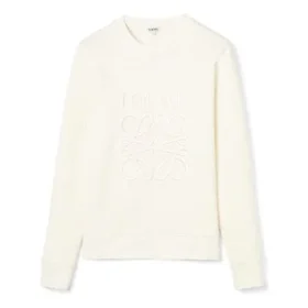 Męski sweter z bawełny z haftowanym logo loewe Anagram, kolor kremowo-biały, H526341Xa1-2370