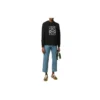 Męski sweter z nadrukiem logo marki loewe, czarny H6109900Cr-1100