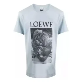Męskie koszulki loewe Ken Heyman z nadrukiem, bawełniane, z krótkim rękawem, różowo-niebieskie H6109980Pc-6410 Męskie koszulki loewe Ken Heyman z nadrukiem, bawełniane, z krótkim rękawem, różowo-niebieskie H6109980Pc-6410