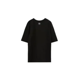 Nadruk na klatce piersiowej, krótki rękaw, unisex, czarny H000341X11