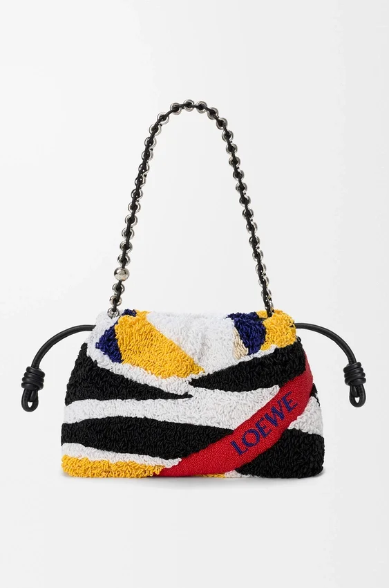 Średnia Flamenco Purse z haftowanej skóry nappa Średnia Flamenco Purse z haftowanej skóry nappa