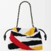 Średnia Flamenco Purse z haftowanej skóry nappa Średnia Flamenco Purse z haftowanej skóry nappa