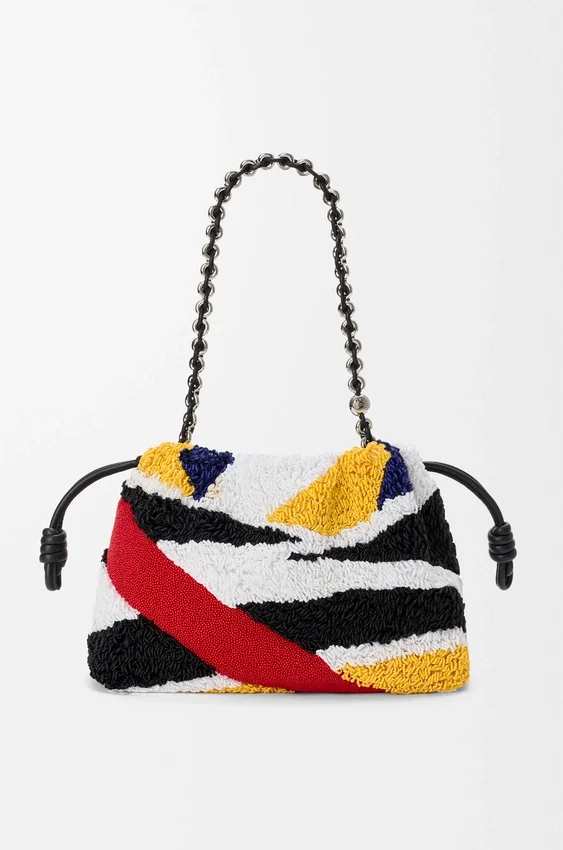 Średnia Flamenco Purse z haftowanej skóry nappa Średnia Flamenco Purse z haftowanej skóry nappa
