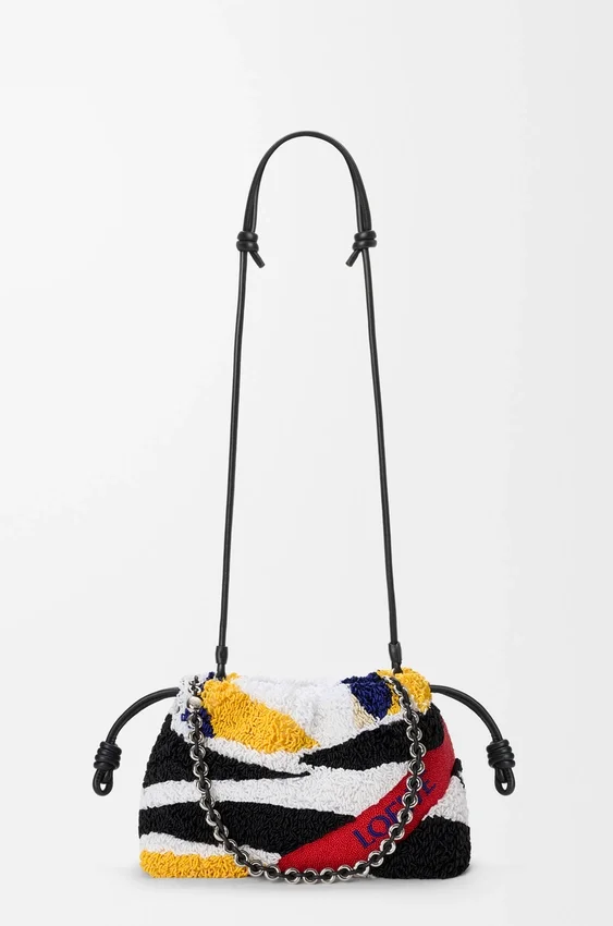 Średnia Flamenco Purse z haftowanej skóry nappa Średnia Flamenco Purse z haftowanej skóry nappa