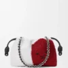 Średnia Flamenco Purse z koralikami w kształcie lwów, wykonana z płótna z koralikami i skóry cielęcej Średnia Flamenco Purse z koralikami w kształcie lwów, wykonana z płótna z koralikami i skóry cielęcej
