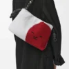 Średnia Flamenco Purse z koralikami w kształcie lwów, wykonana z płótna z koralikami i skóry cielęcej Średnia Flamenco Purse z koralikami w kształcie lwów, wykonana z płótna z koralikami i skóry cielęcej