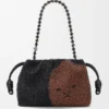 Średnia Flamenco Purse z koralikami w kształcie lwów, wykonana z płótna z koralikami i skóry cielęcej Średnia Flamenco Purse z koralikami w kształcie lwów, wykonana z płótna z koralikami i skóry cielęcej