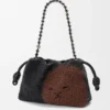 Średnia Flamenco Purse z koralikami w kształcie lwów, wykonana z płótna z koralikami i skóry cielęcej Średnia Flamenco Purse z koralikami w kształcie lwów, wykonana z płótna z koralikami i skóry cielęcej