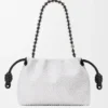 Średnia Flamenco Purse z koralikami w kształcie lwów, wykonana z płótna z koralikami i skóry cielęcej Średnia Flamenco Purse z koralikami w kształcie lwów, wykonana z płótna z koralikami i skóry cielęcej